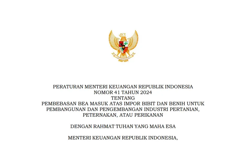 Pembebasan Bea Masuk untuk Impor Bibit dan Benih Menurut PMK 41/2024