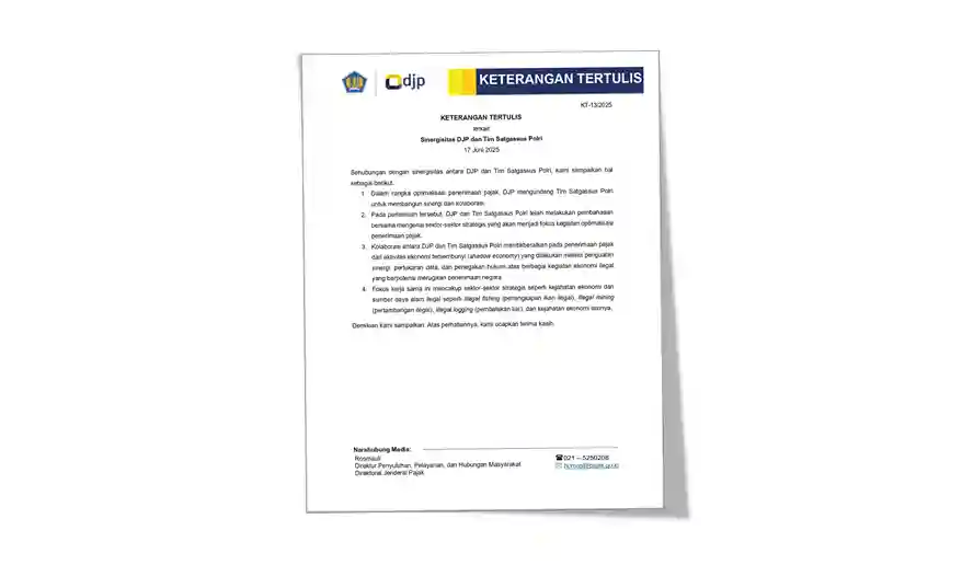 DJP dan Satgassus OPN Polri Optimalkan Penerimaan Pajak