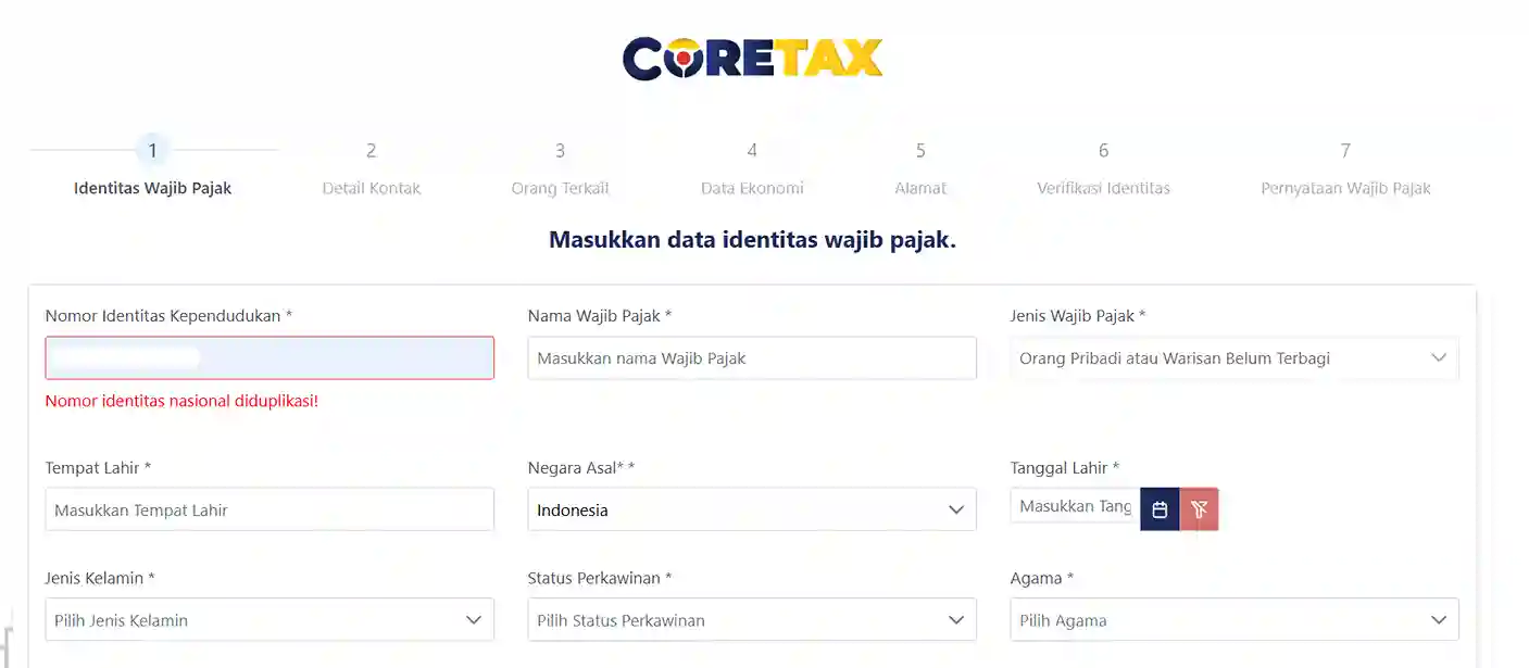 Solusi “Nomor Identitas Nasional Diduplikasi” di Coretax